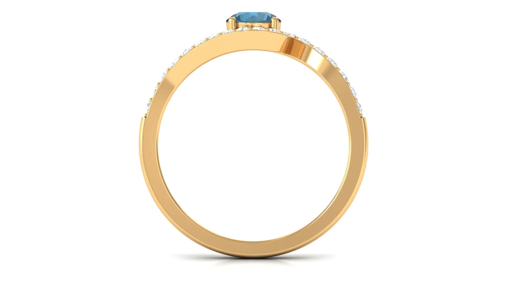1 CT London Blue Topaz Bypass Ring with Diamond Accent