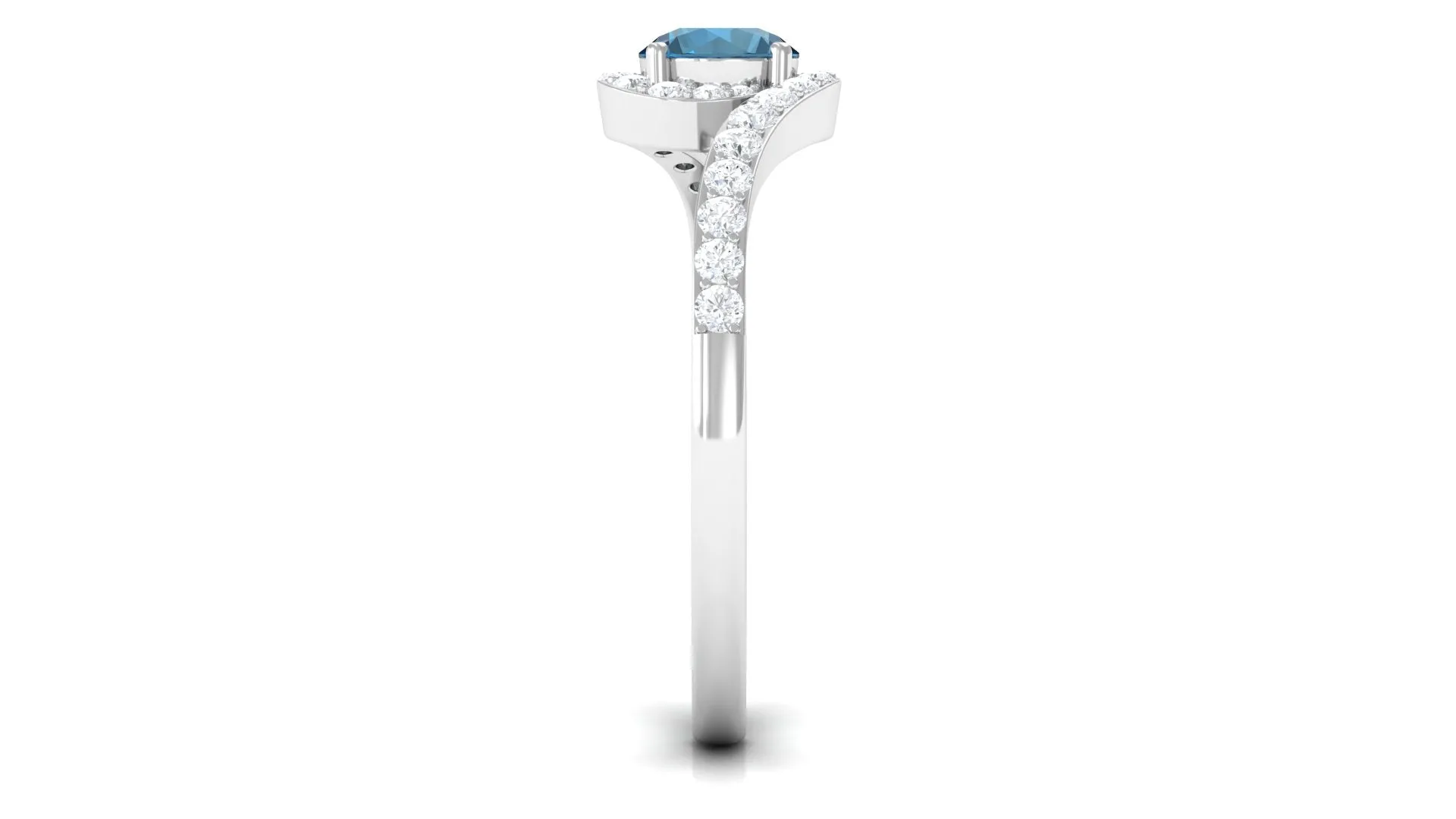 1 CT London Blue Topaz Bypass Ring with Diamond Accent