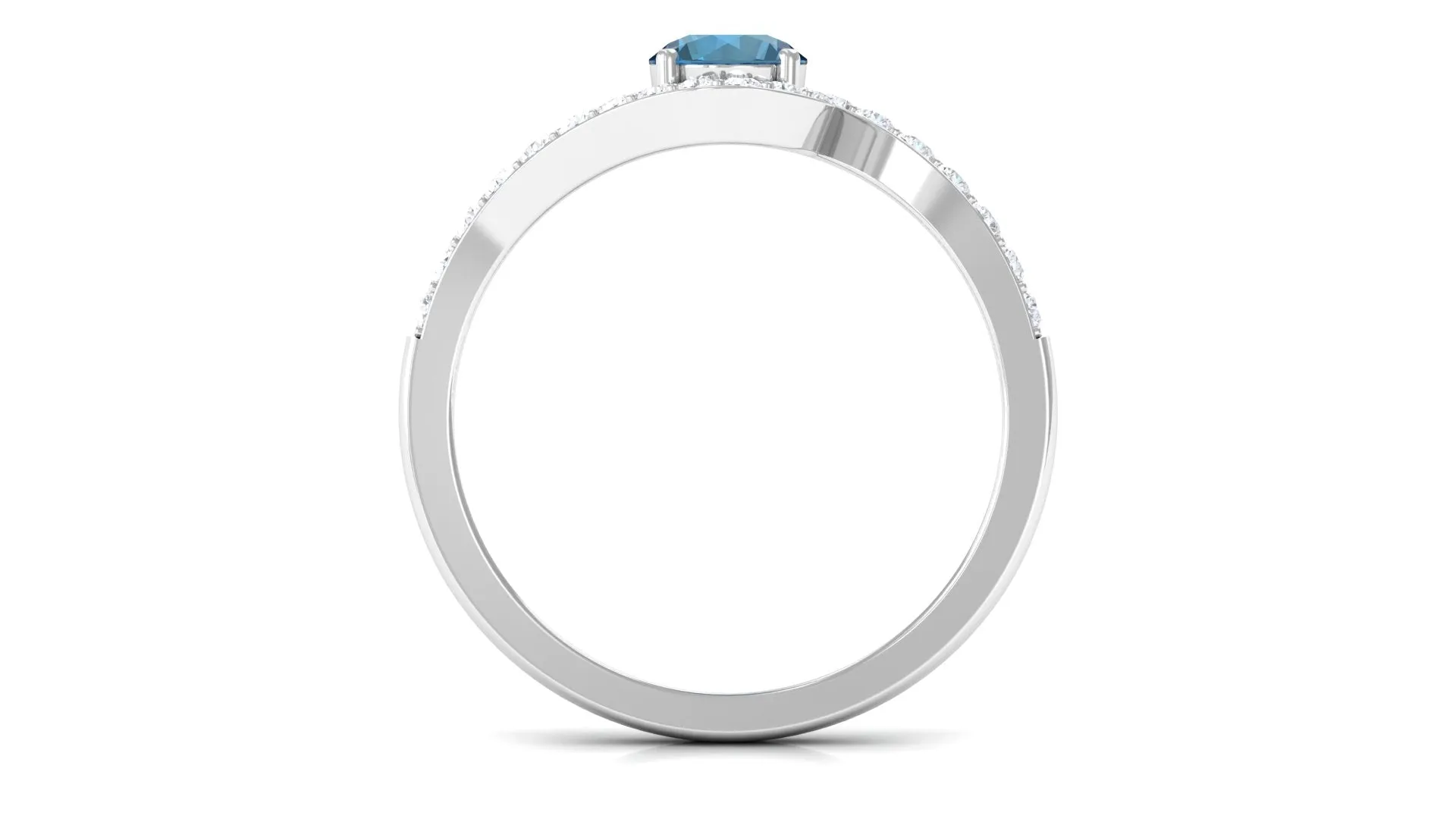 1 CT London Blue Topaz Bypass Ring with Diamond Accent