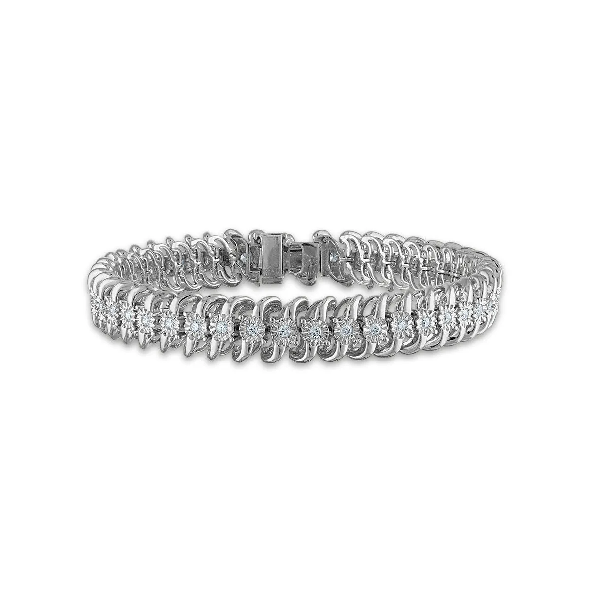 1 CTW Diamond 7.5-inch Tennis Bracelet in Sterling Silver