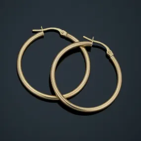 10k Yellow Gold Polished Hoop Earrings (2x25 mm)