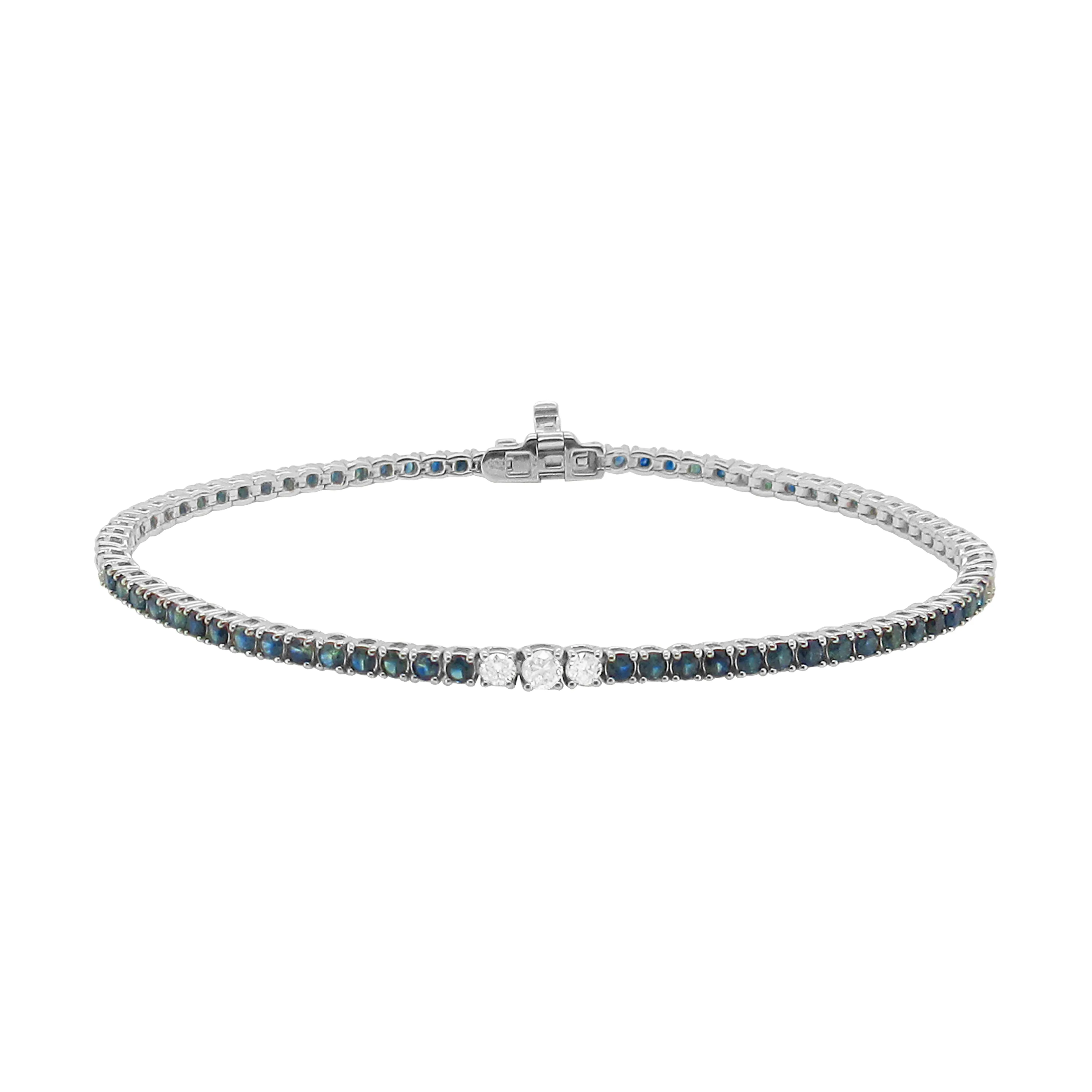 14K GOLD DIAMOND AND BLUE SAPPHIRE MELANIE TENNIS BRACELET
