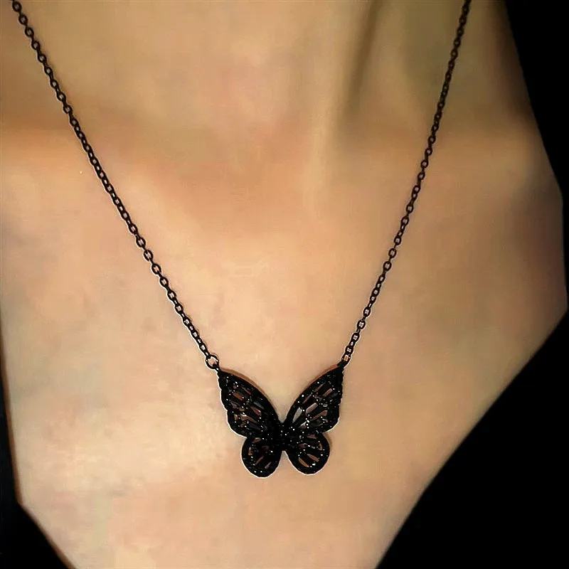 14K Gold-Plated Luxury Black Butterfly Necklaces
