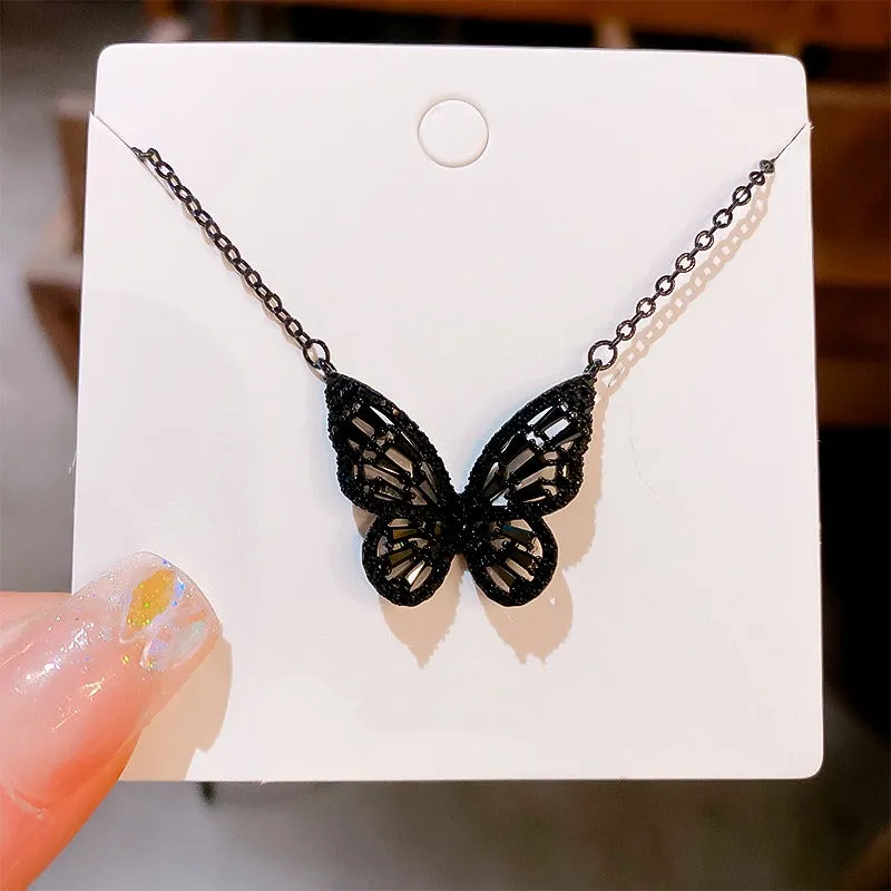 14K Gold-Plated Luxury Black Butterfly Necklaces