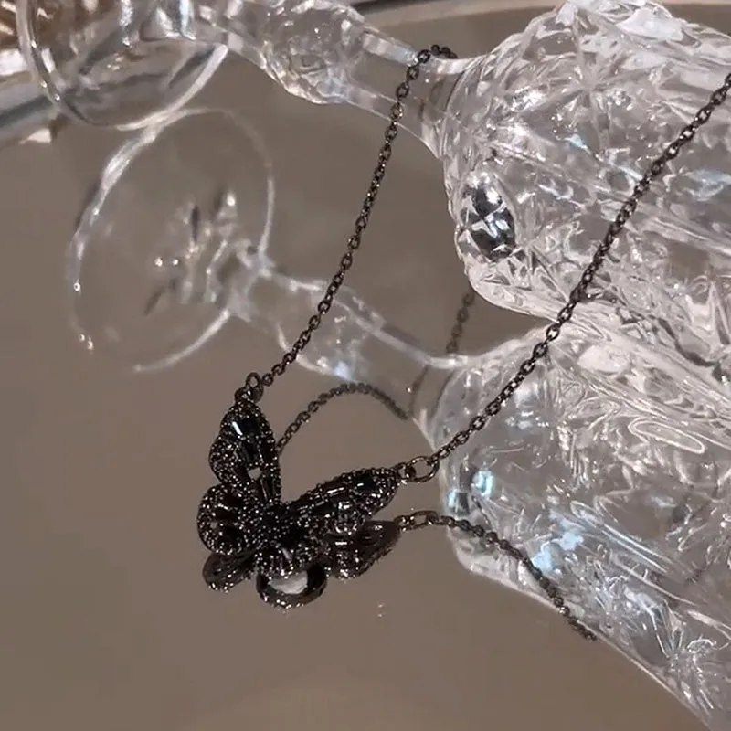 14K Gold-Plated Luxury Black Butterfly Necklaces