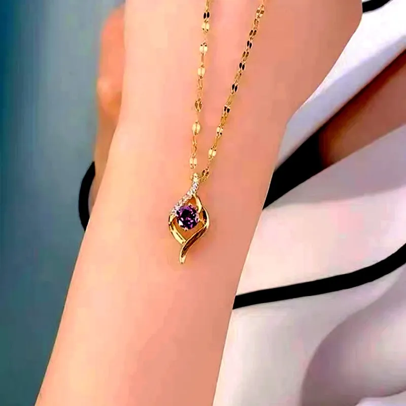 14K Gold-Plated Luxury Zircon Violet Necklaces
