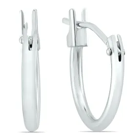 14K White Gold 12Mm Hoop Earrings (1.5Mm Gauges)