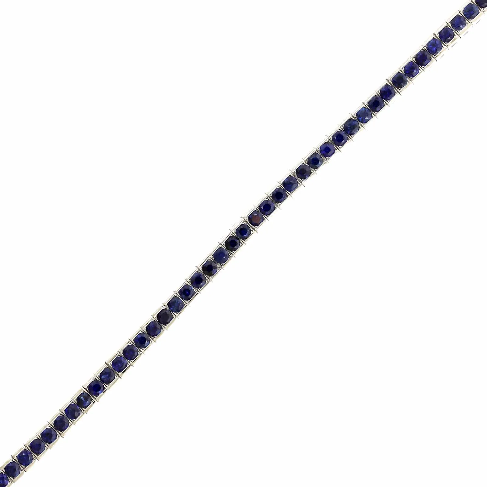 14K White Gold Blue Sapphire Tennis Bracelet