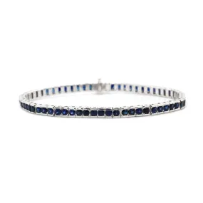 14K White Gold Blue Sapphire Tennis Bracelet