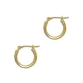 14KT Yellow Gold 2mm 9/16 Inch Hoop Earrings