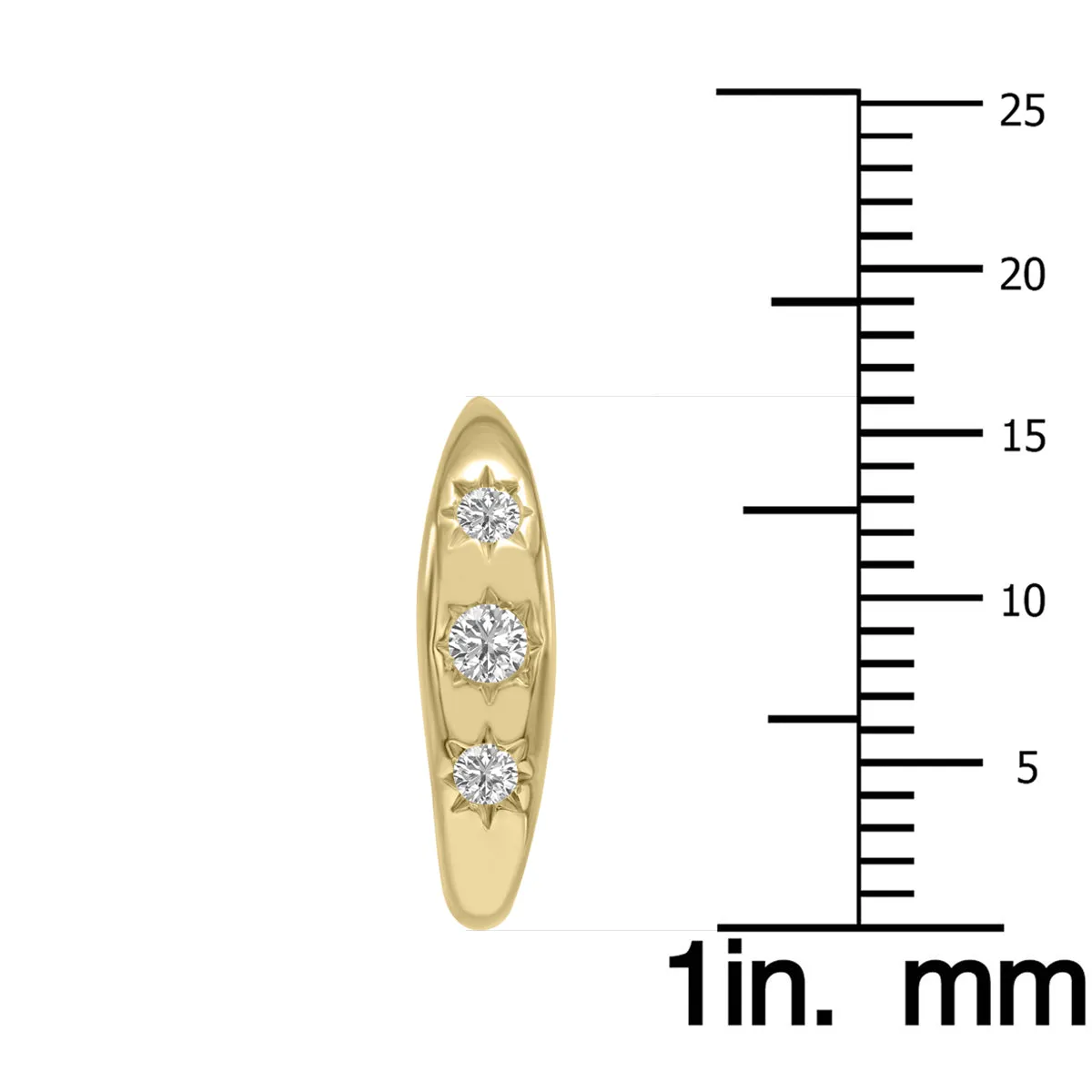 1/5 Ctw Three Stone Lab Grown Diamond Huggies Hoop Earrings In 10K Yellow Gold (F-G Color, Vs1- Vs2 Clarity)