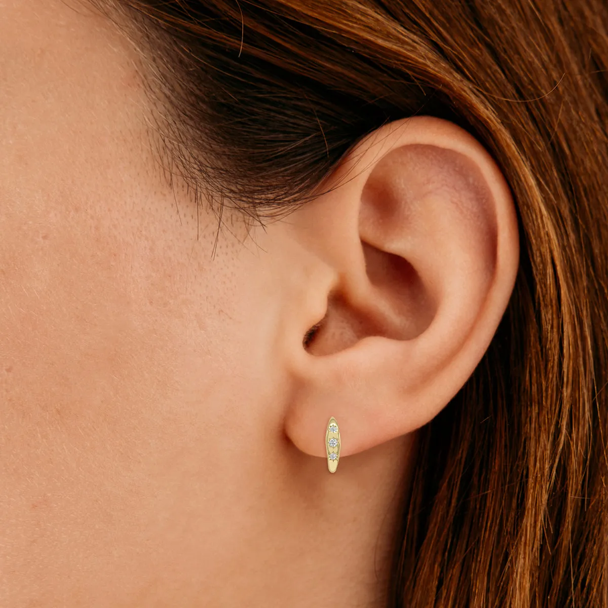 1/5 Ctw Three Stone Lab Grown Diamond Huggies Hoop Earrings In 10K Yellow Gold (F-G Color, Vs1- Vs2 Clarity)