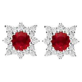18ct White Gold 0.54ct Ruby 0.24ct Diamond Star Stud Earrings