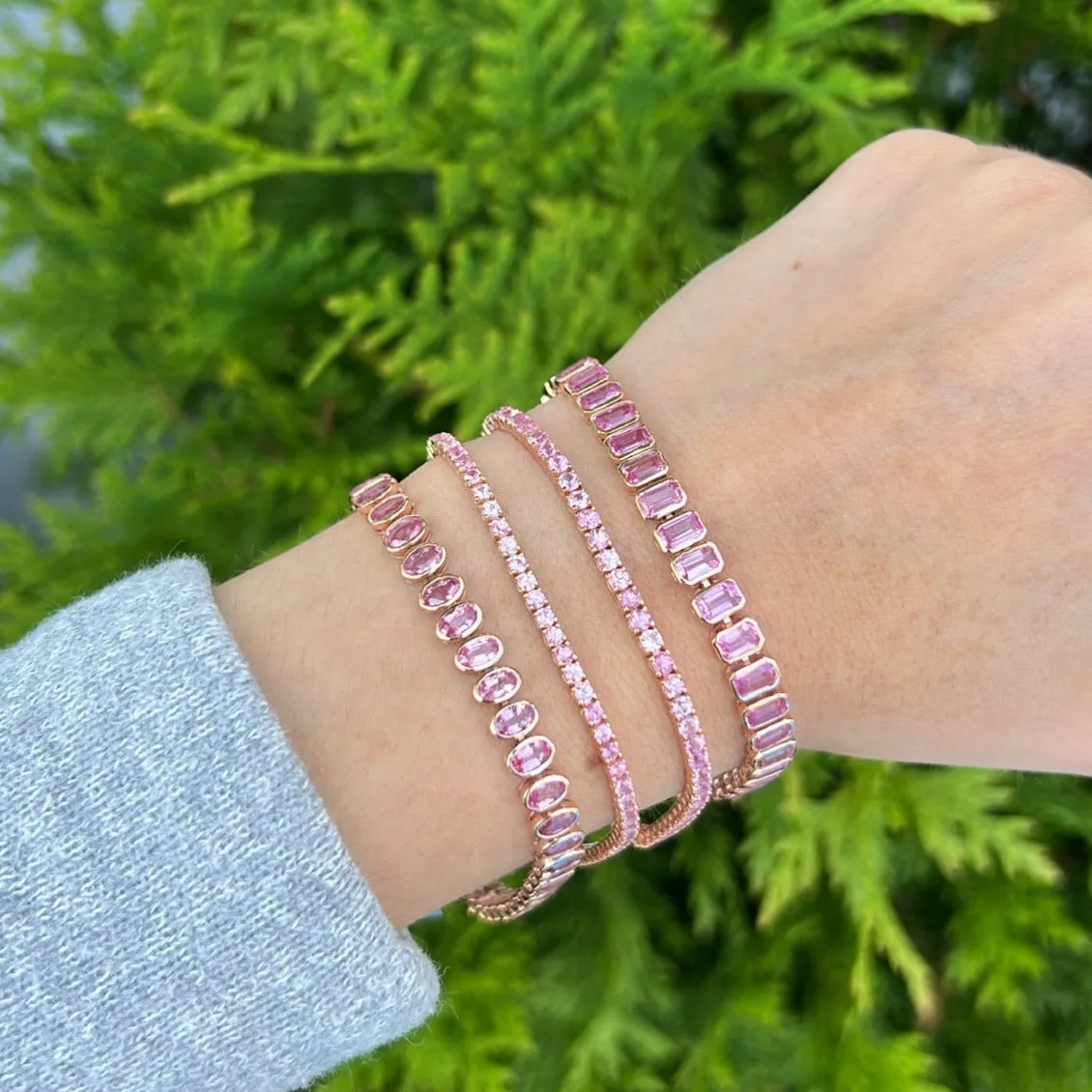 18K GOLD PINK SAPPHIRE JESSIE TENNIS BRACELET