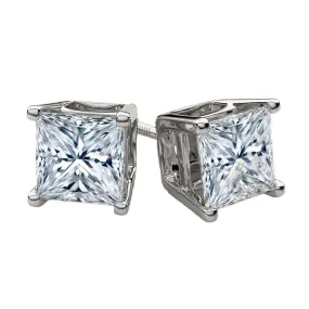 2.00 Carat T.W. Princess Cut White Gold Diamond Studs