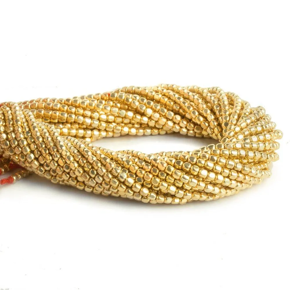 2mm 22kt Gold Plated Copper Plain Cube Beads 8 inch 78 pieces