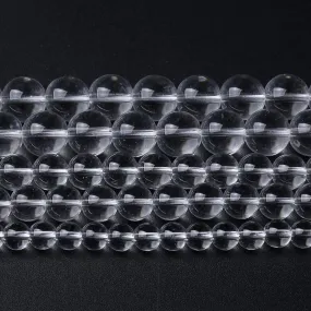 46PCS 8mm White Crystal Quartz Glass Beads Natural Stone Round Loose Beads for Jewelry Making DIY Bracelet Necklace 15 Inch ,Energy Stone Healing Power (8mm, White Crystal Glass)