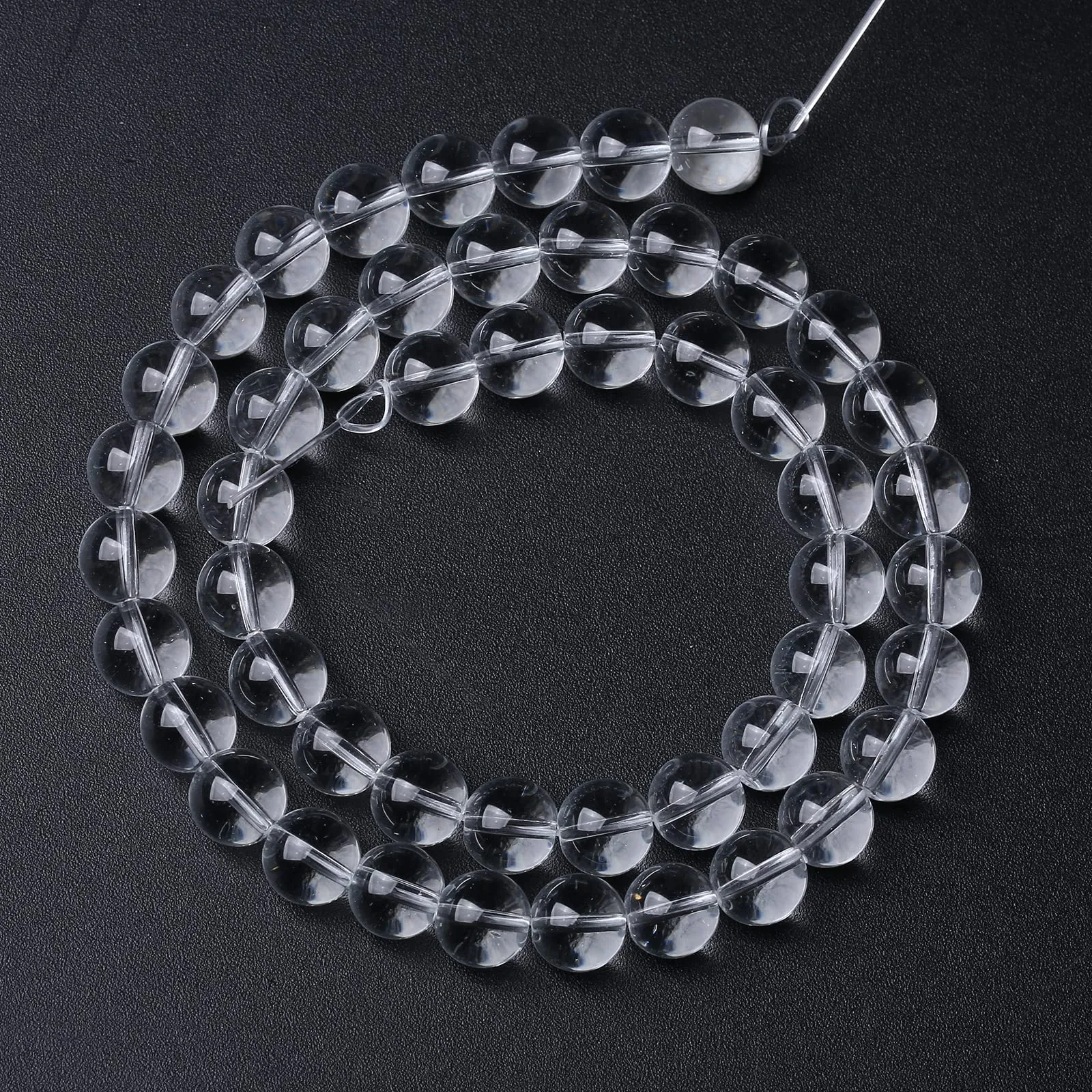 46PCS 8mm White Crystal Quartz Glass Beads Natural Stone Round Loose Beads for Jewelry Making DIY Bracelet Necklace 15 Inch ,Energy Stone Healing Power (8mm, White Crystal Glass)
