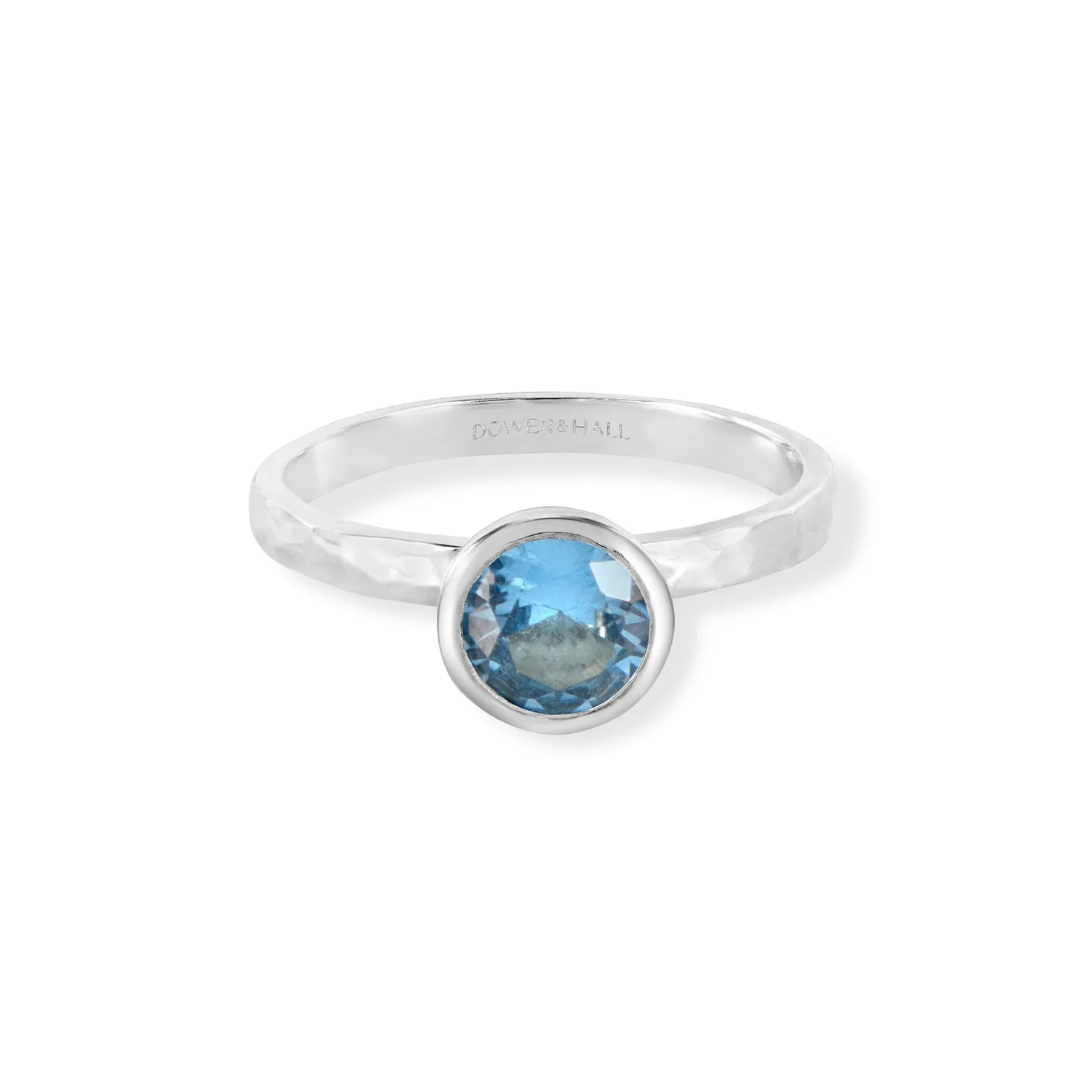 6mm Blue Topaz Hammered Twinkle Ring