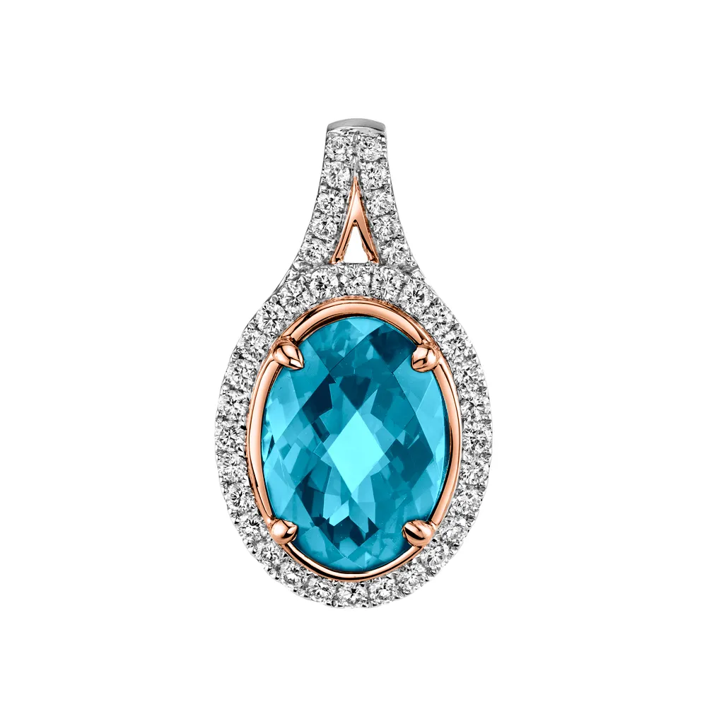 7 Carat London Blue Topaz & Diamond Pendant