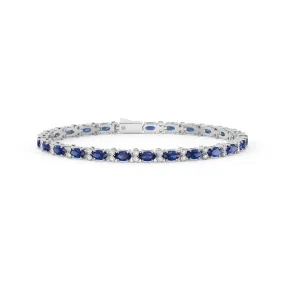 8 CT. Classic Oval White Sapphire & Blue Sapphire Tennis Bracelet