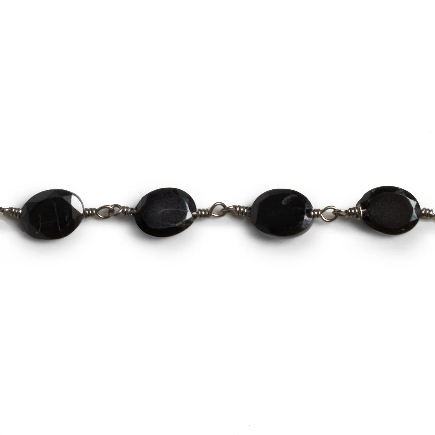 8x6.5mm Black Spinel Oval Black Gold Chain 23 beads