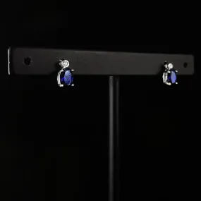 925 Sterling Silver and Sapphire Stud Earrings  - Elle Jewelry