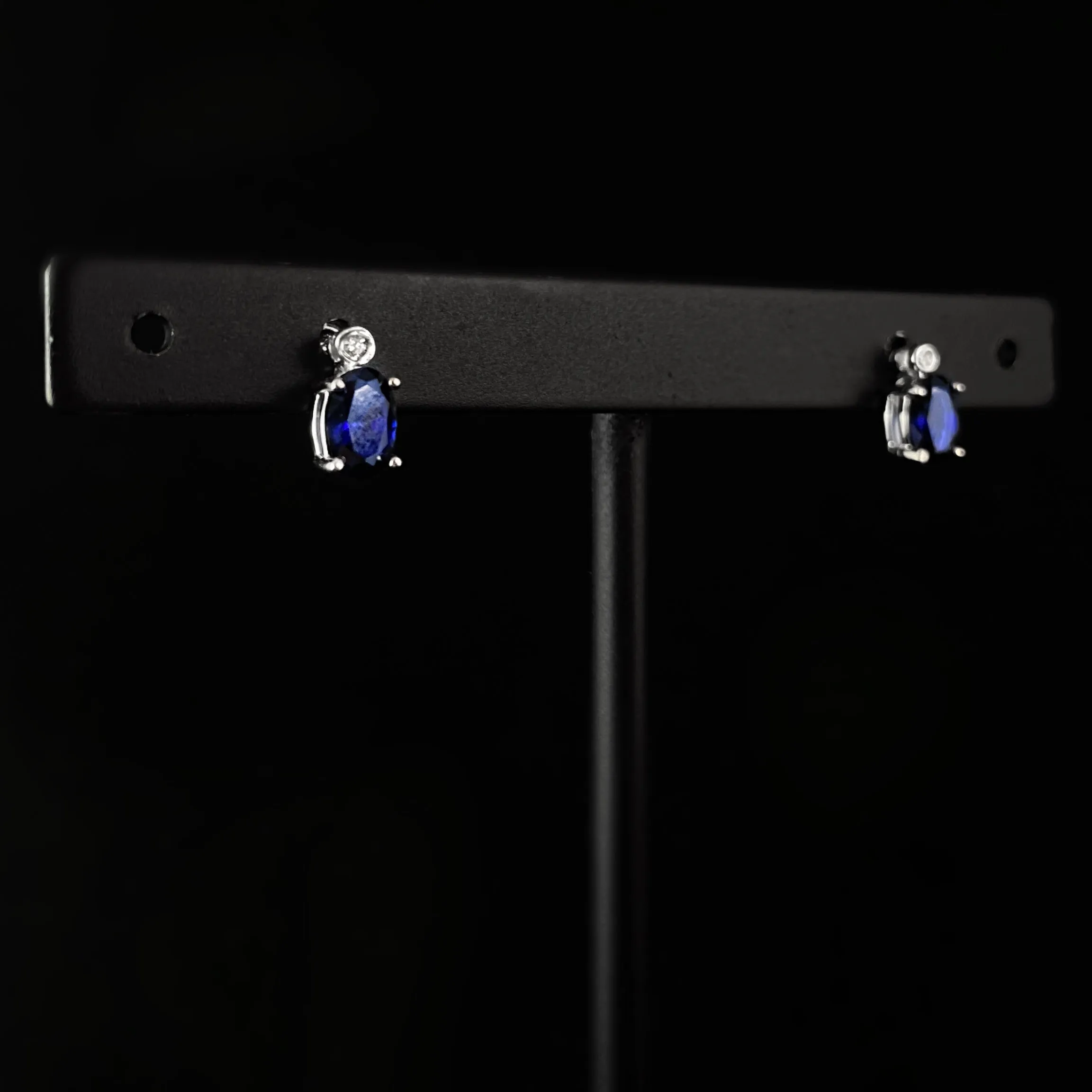 925 Sterling Silver and Sapphire Stud Earrings  - Elle Jewelry