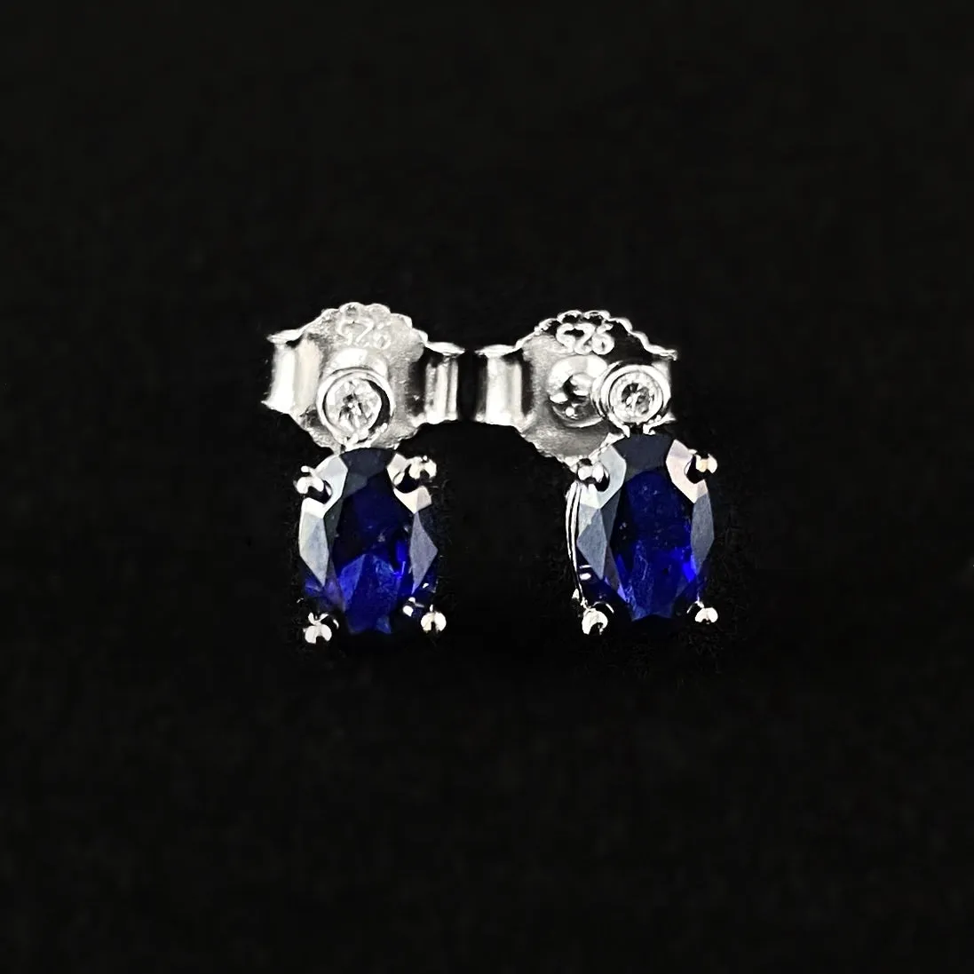 925 Sterling Silver and Sapphire Stud Earrings  - Elle Jewelry