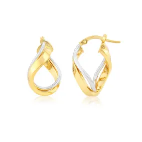 9ct Yellow & White Gold Loop Earrings