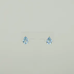 9ct Yellow Gold 1.99ct Pear Cut Blue Topaz Stud Earrings
