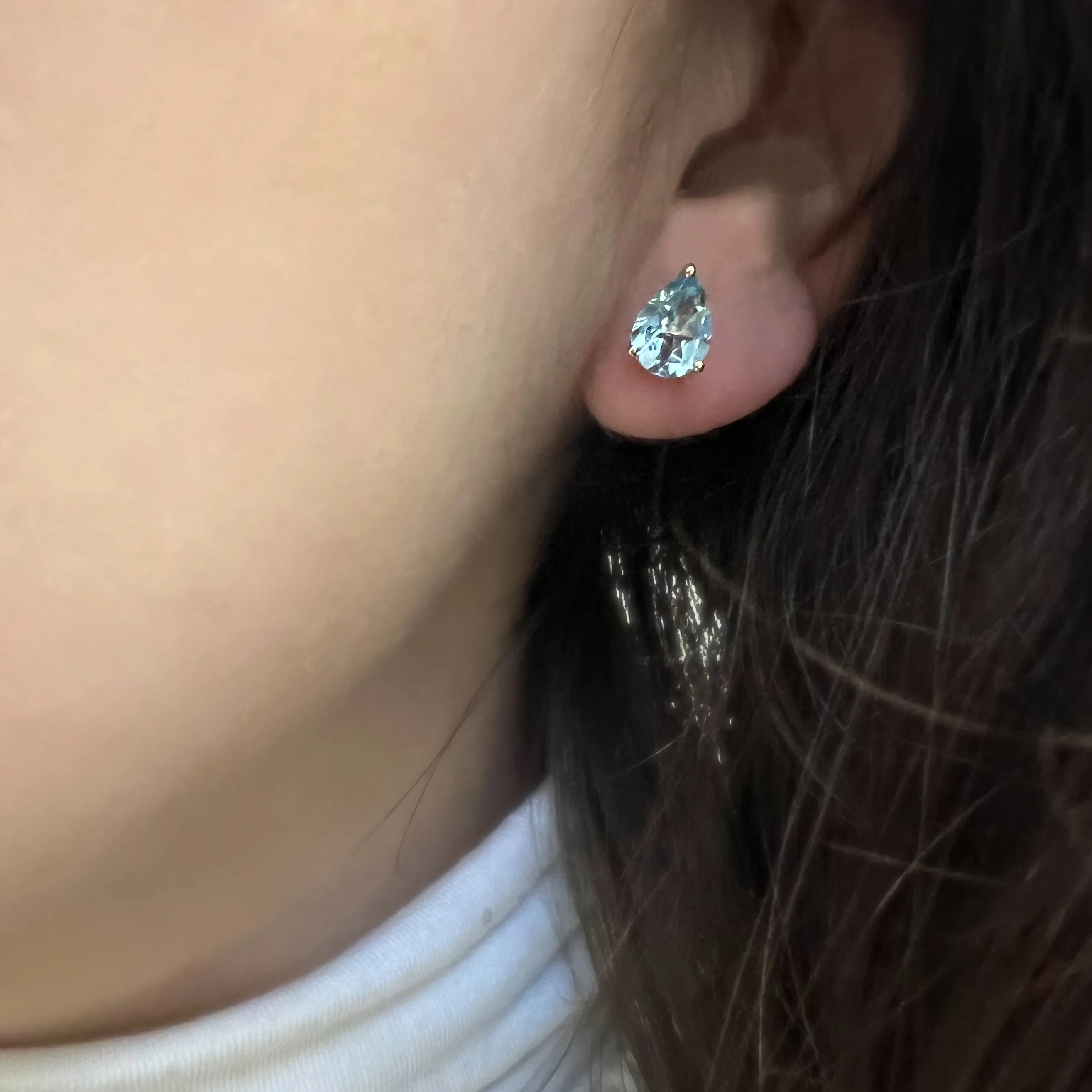 9ct Yellow Gold 1.99ct Pear Cut Blue Topaz Stud Earrings