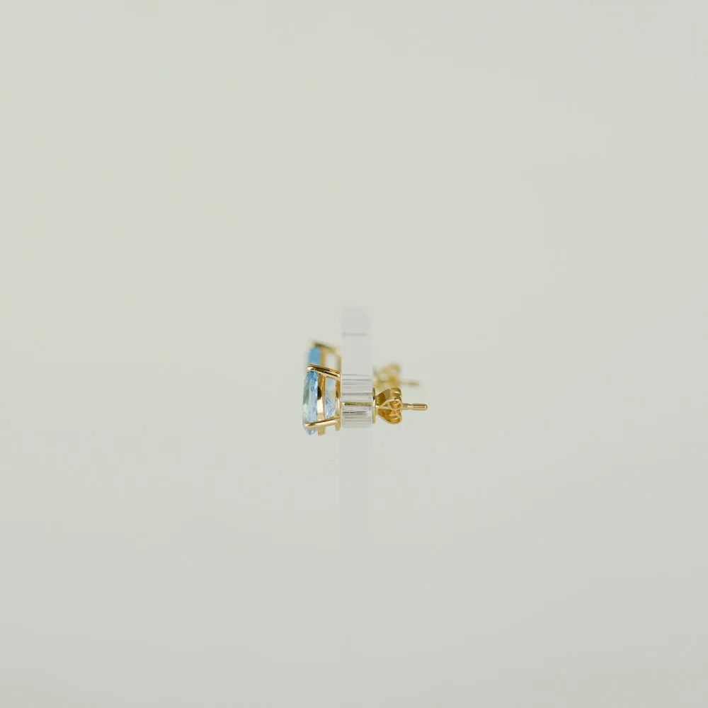 9ct Yellow Gold 1.99ct Pear Cut Blue Topaz Stud Earrings