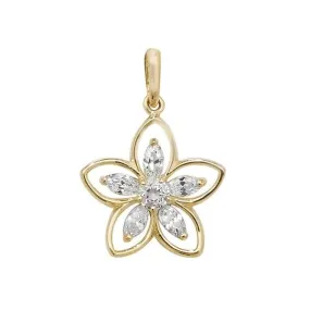 9ct Yellow Gold Daisy Zirconia Pendant PN1011