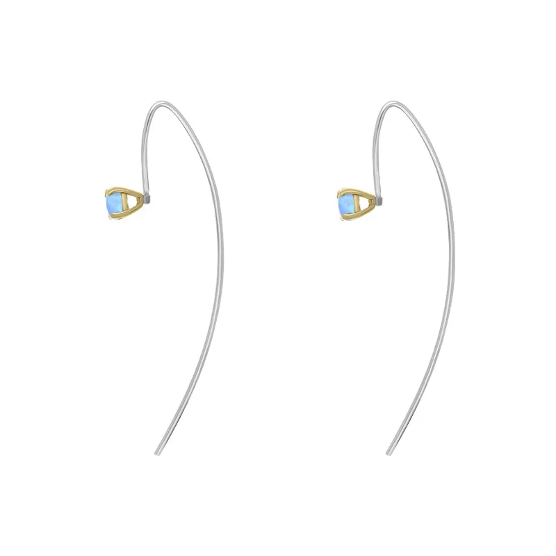 9ct Yellow Gold Sterling Silver Moonstone Stepping Stones 5mm Round Claw Set Hook Earrings