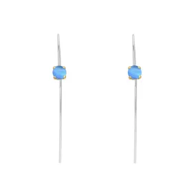9ct Yellow Gold Sterling Silver Moonstone Stepping Stones 5mm Round Claw Set Hook Earrings