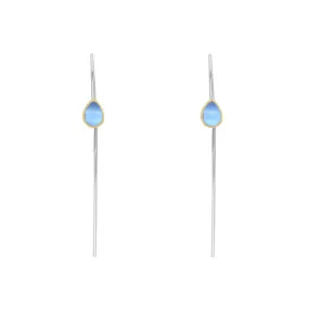 9ct Yellow Gold Sterling Silver Moonstone Stepping Stones 5x7mm Pear Drop Hook Earrings