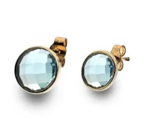 9K Yellow Gold & Blue Topaz Twist Stud Earrings