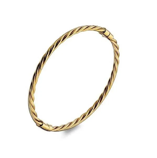 9K Yellow Solid Gold Twist Hinged Ladies Bangle