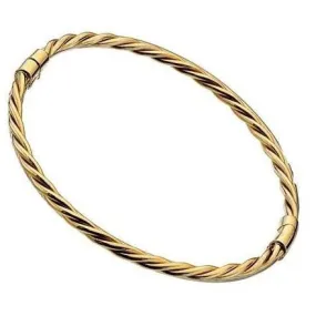 9K Yellow Solid Gold Twist Hinged Ladies Bangle