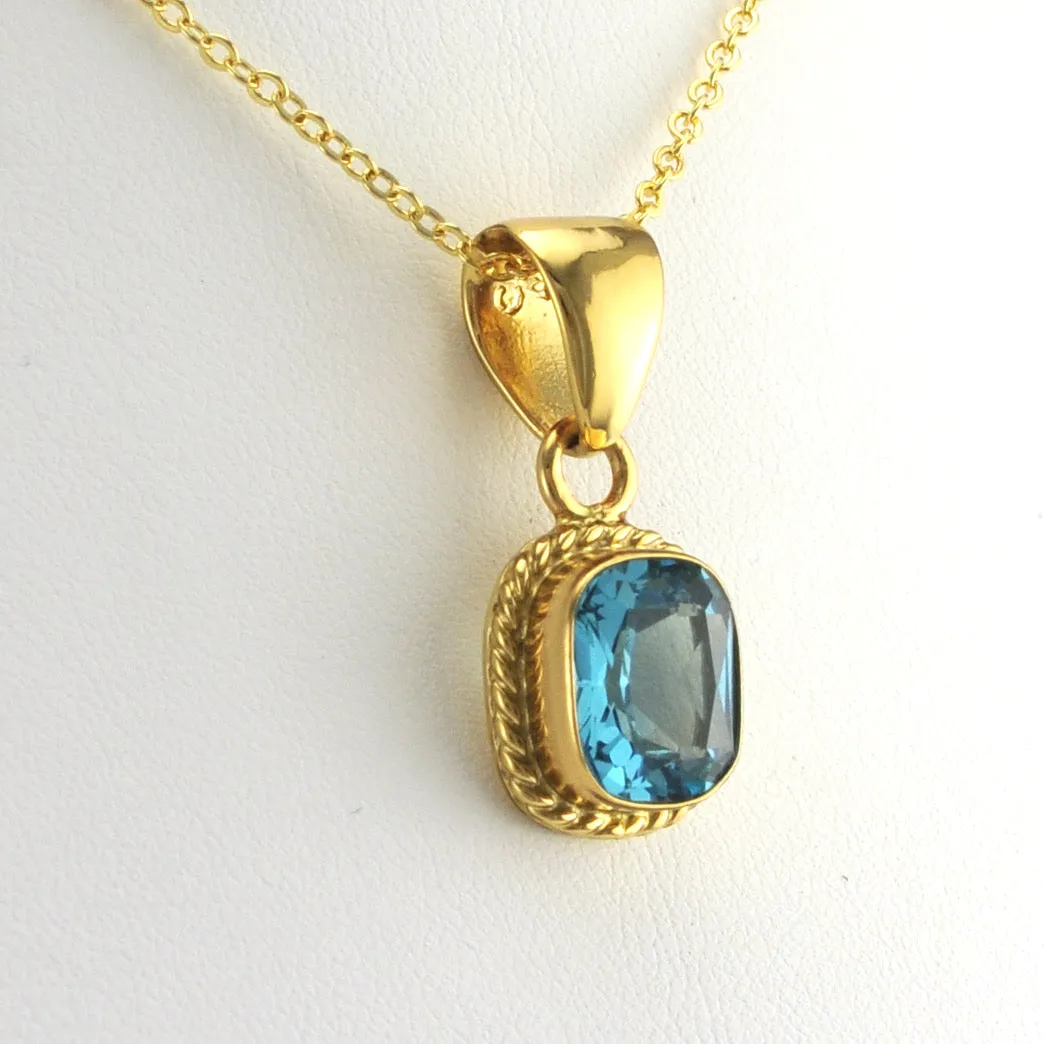 Alchemía Blue Topaz 9x11mm Rectangle Pendant