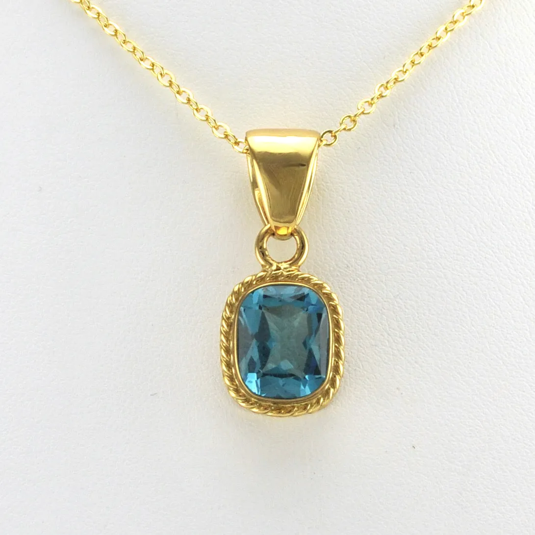 Alchemía Blue Topaz 9x11mm Rectangle Pendant