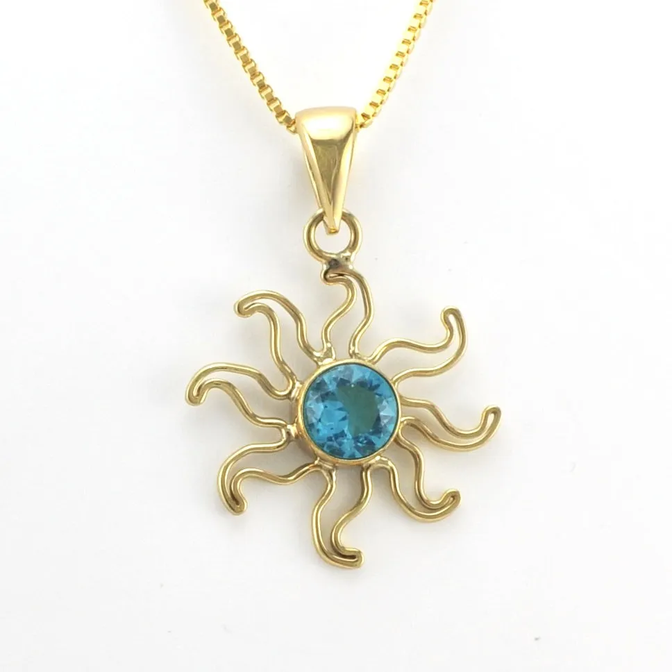 Alchemía Blue Topaz Sun Pendant