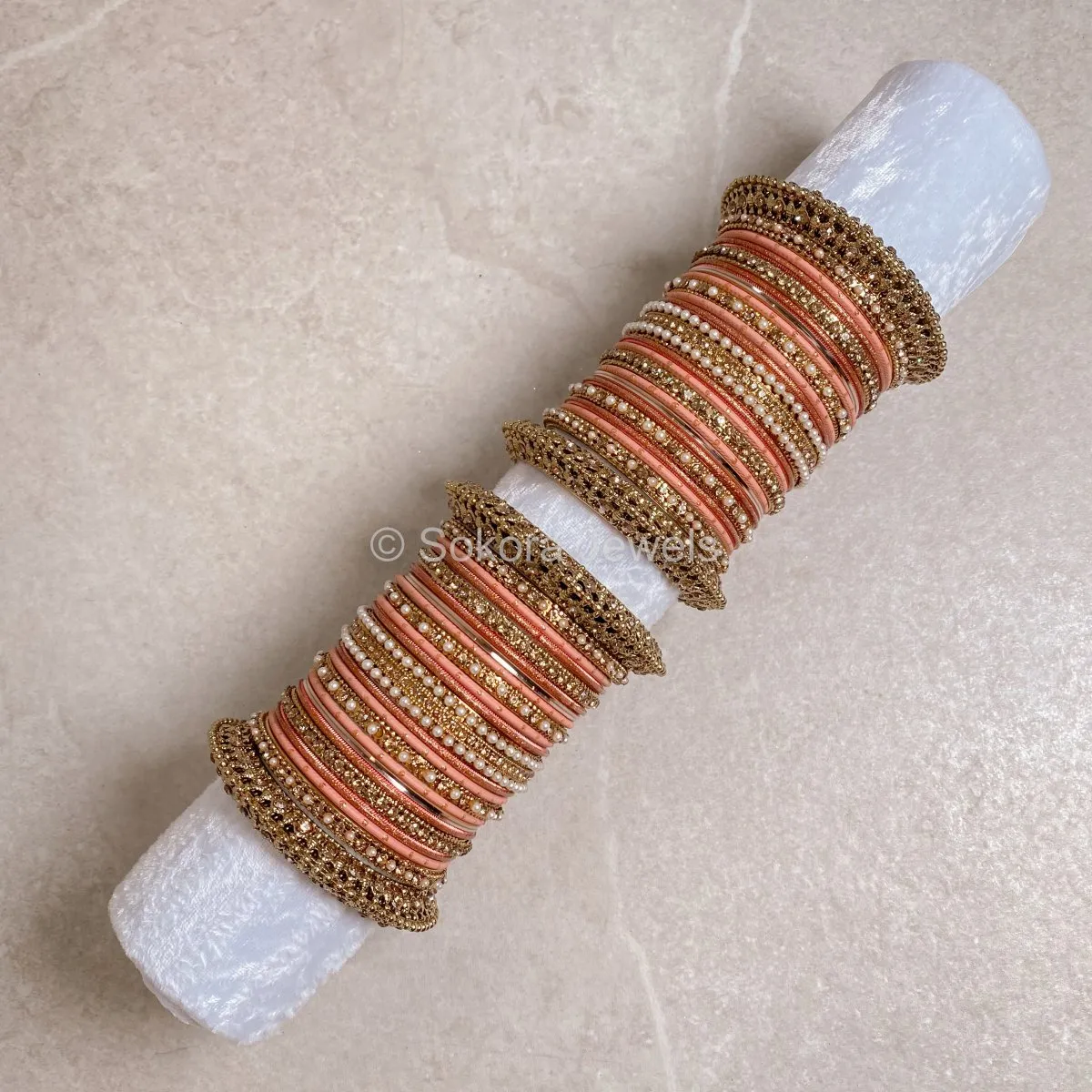 Aleena Bangle Set - Peach