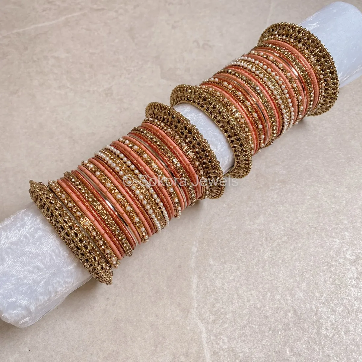 Aleena Bangle Set - Peach