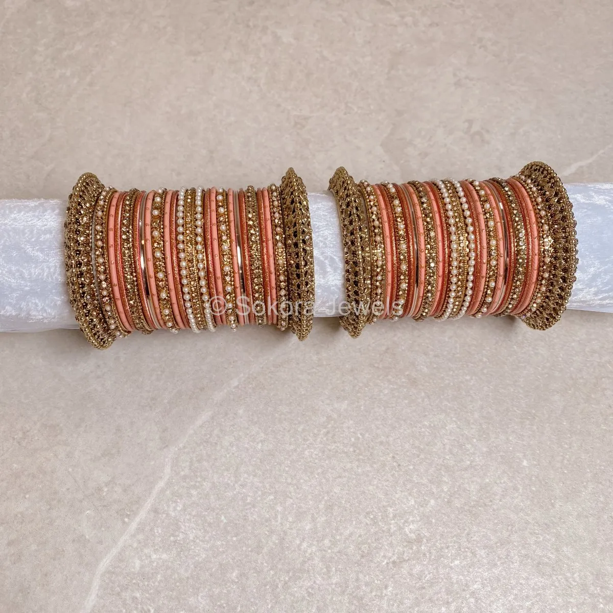 Aleena Bangle Set - Peach