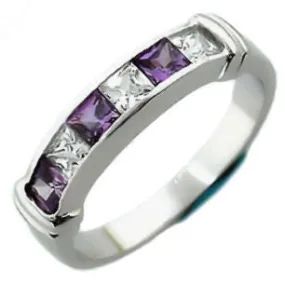 Amadora: 1.05ct Amethyst & Ice on Fire CZ Channel Band Ring