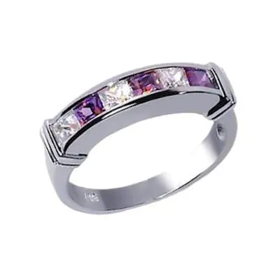 Amadora: 1.05ct Amethyst & Ice on Fire CZ Channel Band Ring