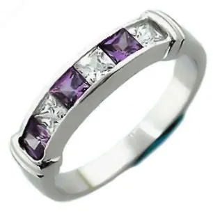 Amadora: 1.05ct Amethyst & Ice on Fire CZ Channel Band Ring