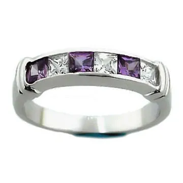 Amadora: 1.05ct Amethyst & Ice on Fire CZ Channel Band Ring